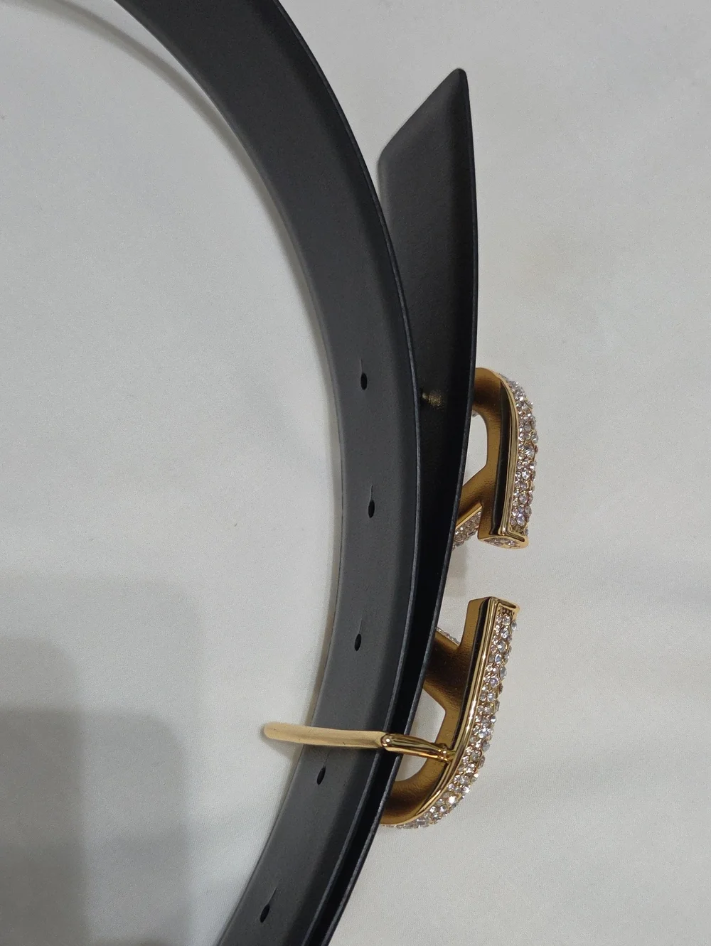 Valentino Garavani Reversible Gold Black Belt Studded Gold Buckle